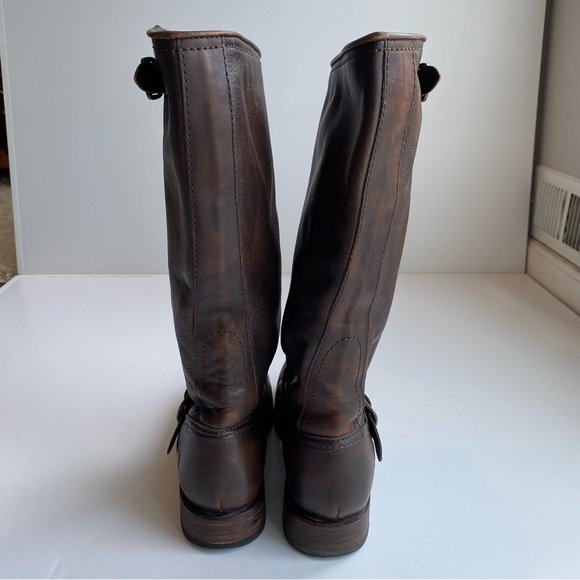 Frye Veronica Tall Slouch Brown Leather Riding Boots - Picture 3 of 5
